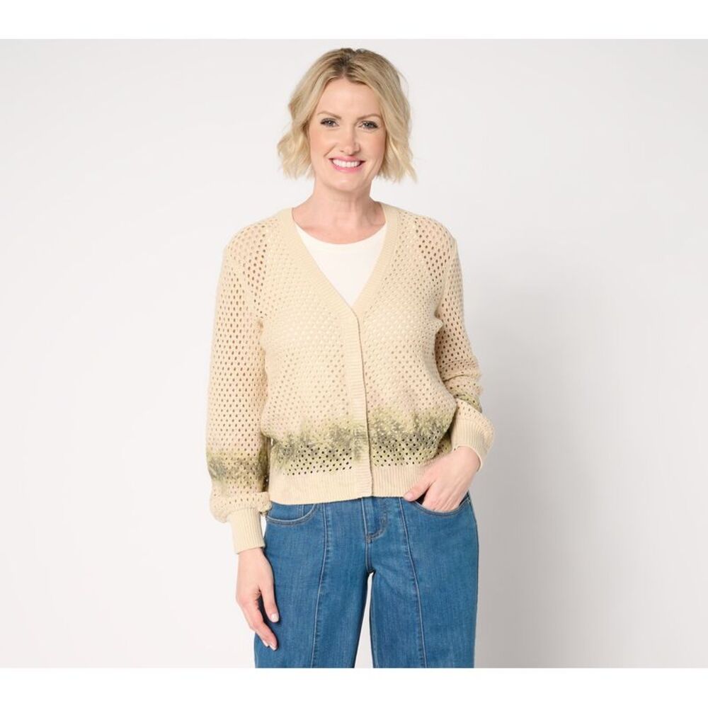 Peace Love World Women's Top Sweater Sz L Unites Us Cotton Multi-colored